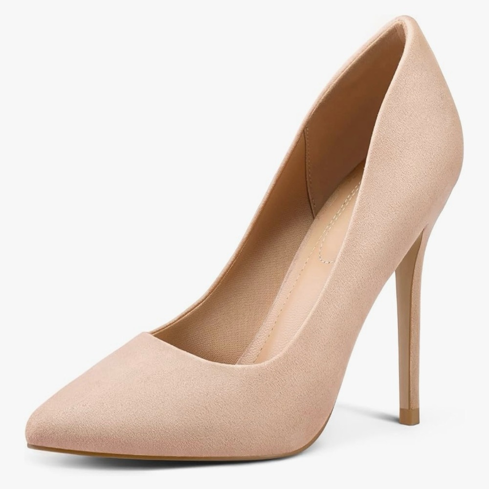 Elegant Nude Faux Suede Stiletto Heels